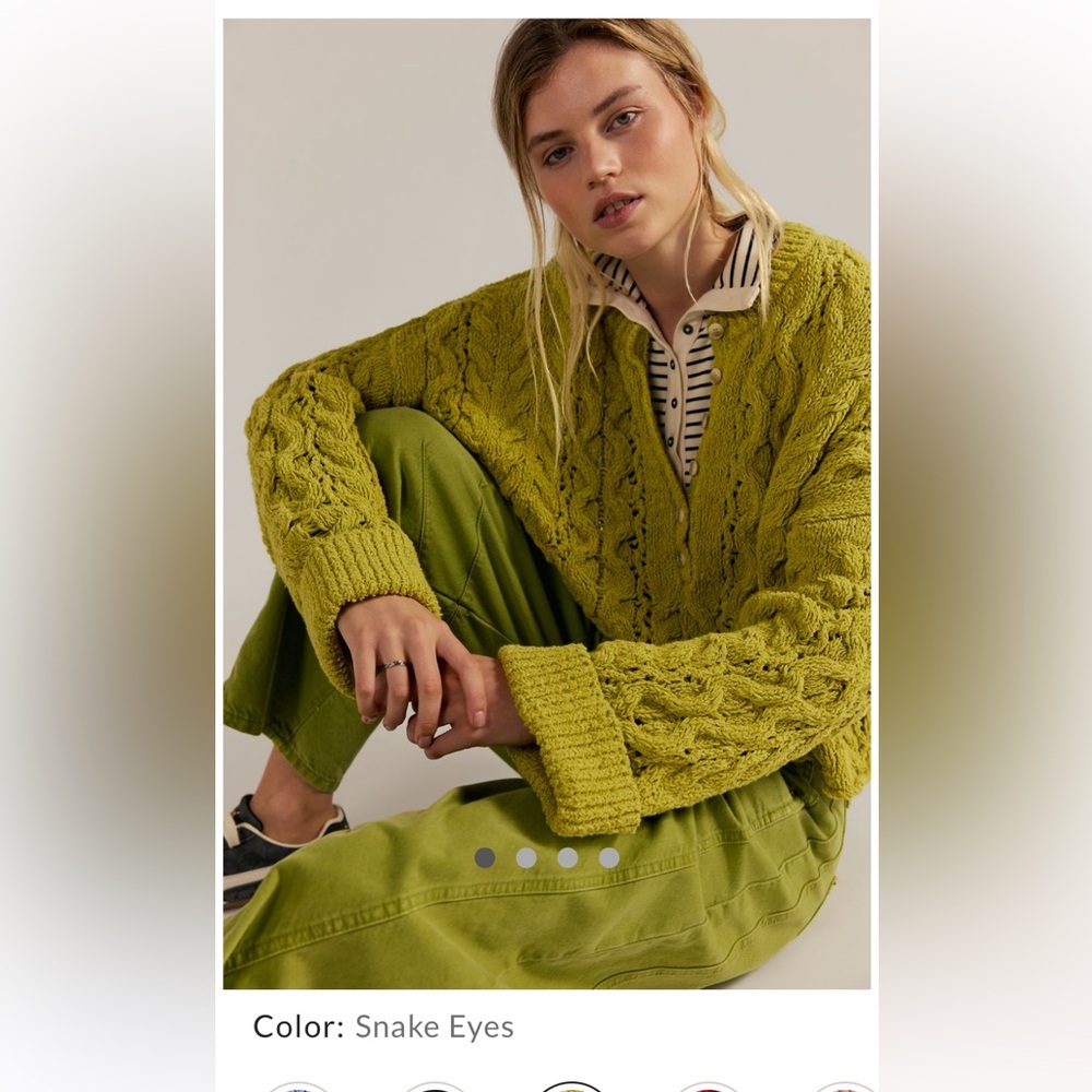 Free People poly Cable Knit Sweater M NWT color snake eyes NEW IN STORES - Picture 2 of 8